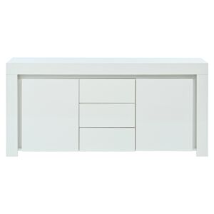 Aparador 140x40x65 cm - 3 gavetas, 2 portas, com LED - Branco