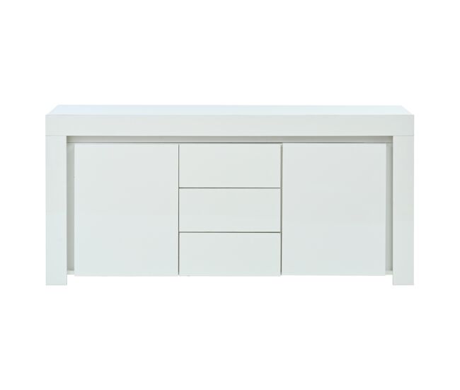 Aparador 140x40x65 cm - 3 cajones, 2 puertas, con led - blanco