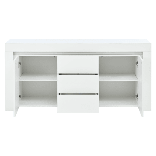Aparador 140x40x65 cm - 3 gavetas, 2 portas, com LED - Branco