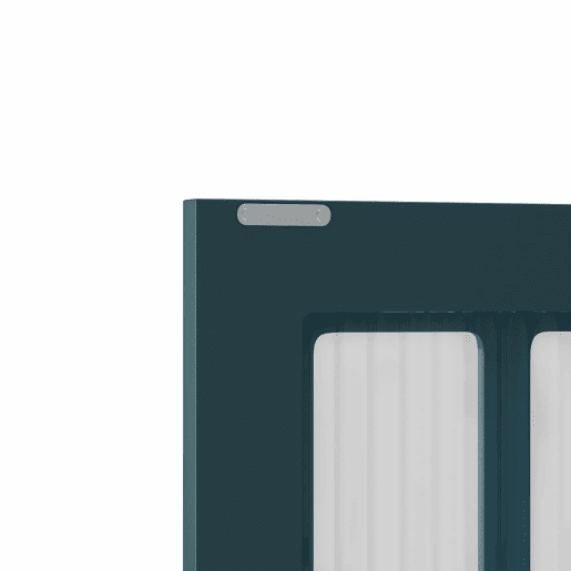 Armário de parede para casa de banho - 3 portas com arrumação aberta e oculta, porta de vidro e barra para toalhas - Verde escuro