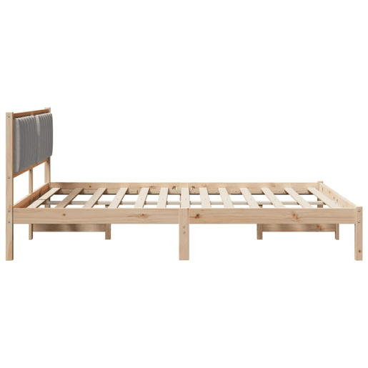 Estrutura de Cama de casal moderno com Cabeceira Estofada Cinzento-claro