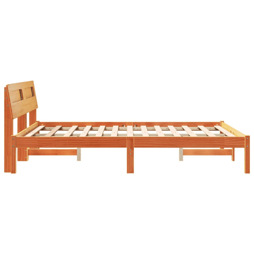 Estrutura de cama de casal simple com cabeceira - Marrom Cera 140 x 190 cm