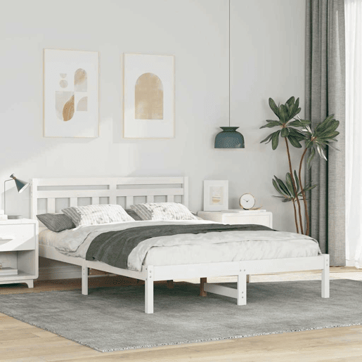 Estrutura De Cama De Casal Simple - Branco 135 x 190 cm