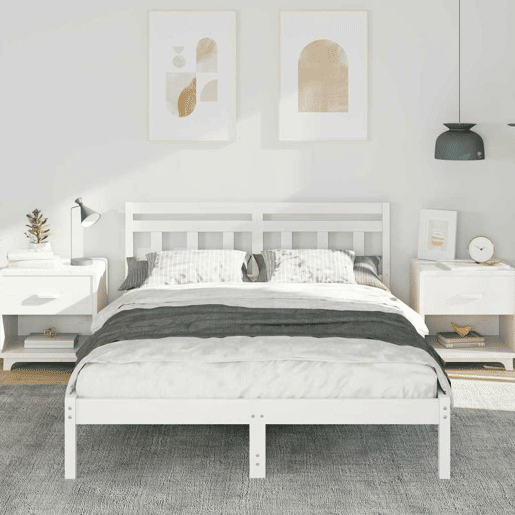 Estrutura De Cama De Casal Simple - Branco 135 x 190 cm