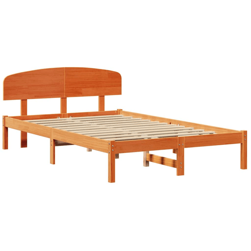 Estrutura de cama de casal simple com cabeceira - Marrom Cera 140 x 190 cm