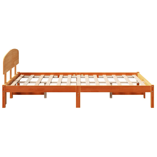 Estrutura de cama de casal simple com cabeceira - Marrom Cera 140 x 190 cm