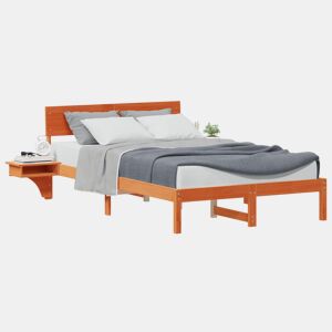 Estrutura de cama de casal simple com cabeceira - Marrom Cera 140 x 200 cm