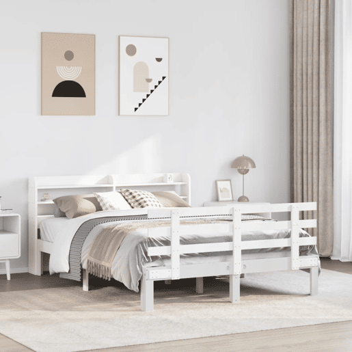 Estrutura De Cama Dupla para adultos c cabeceira - 140x190 cm branco Estrutura De Cama Dupla para adultos c cabeceira - 140x190 cm branco