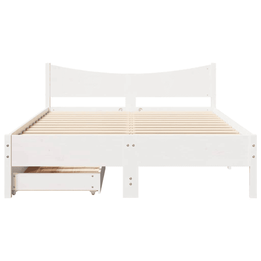 Estrutura De Cama De Casal Moderno c gavetas - 150x200 cm pinho maciço branco