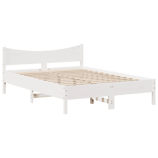 Estrutura De Cama De Casal Moderno c gavetas - 150x200 cm pinho maciço branco