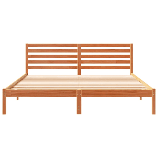 Estrutura de cama de casal simple com cabeceira - Marrom Cera 200 x 200 cm