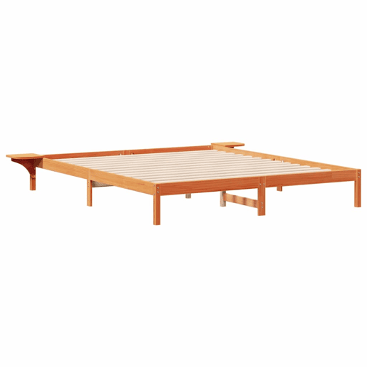 Estrutura de Cama de casal moderno com Mesas Laterais Marrom Cera 200 x 210 cm