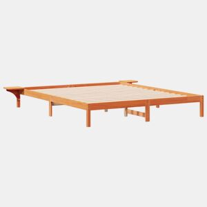 Estrutura de Cama de casal moderno com Mesas Laterais Marrom Cera 200 x 210 cm