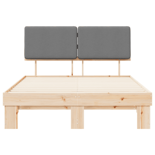 Estrutura de Cama de casal moderno com Cabeceira Estofada Cinzento-claro