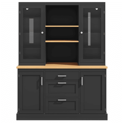 Armário de cozinha 185 x 140 x 40 cm - iluminação LED controlada por aplicação, 3 gavetas, bancada, prateleiras ajustáveis - Preto Armário de cozinha 185 x 140 x 40 cm - iluminação LED controlada por aplicação, 3 gavetas, bancada, prateleiras ajustáveis - Preto