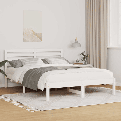 Estrutura da Cama de casal simple com cabeceira Branco 135 x 190 cm