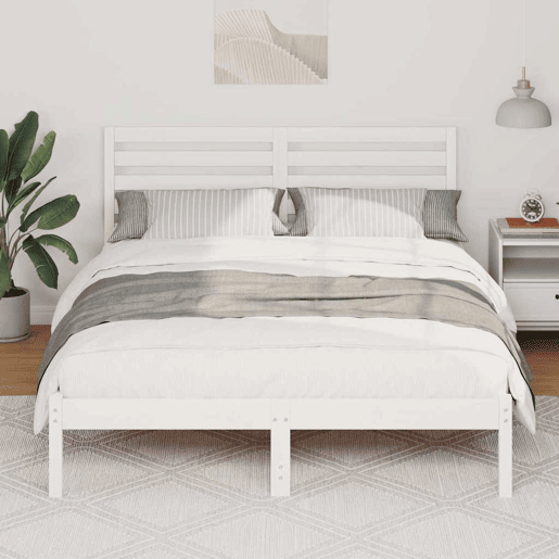 Estrutura da Cama de casal simple com cabeceira Branco 135 x 190 cm