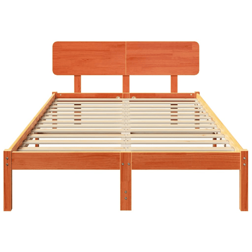 Estrutura de cama de casal simple com cabeceira - Marrom Cera 140 x 190 cm