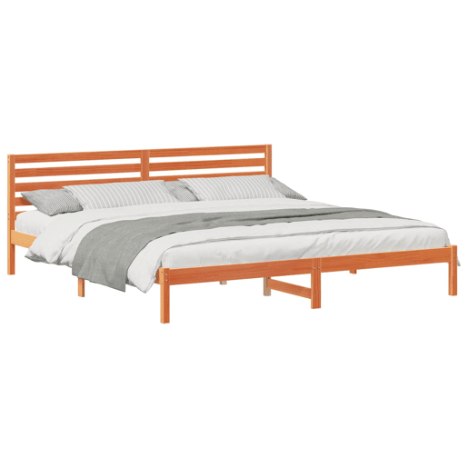 Estrutura de cama de casal simple com cabeceira - Marrom Cera 200 x 220 cm