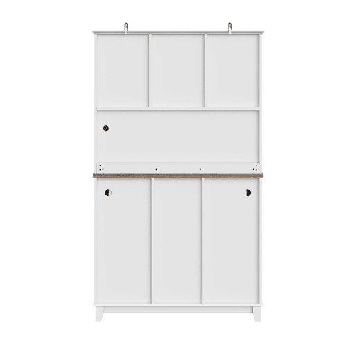 Aparador 106 x 40 x 179,5 cm - Móvel alto com prateleiras ajustáveis, aparador com iluminação LED - Branco