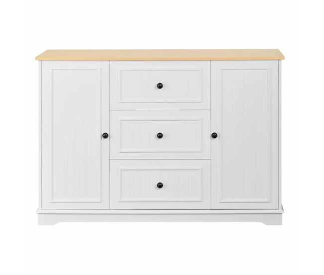 Aparador moderno 3 cajones con puertas tipo frigorífico - elegante para comedor, salón y recibidor - blanco