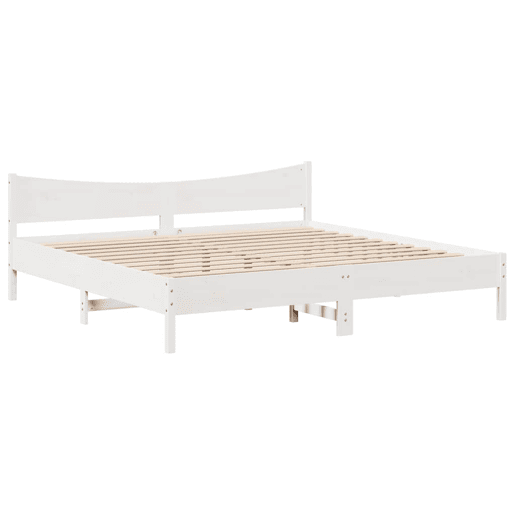 Estrutura De Cama De Casal Moderno c gavetas - 200x200 cm pinho maciço branco