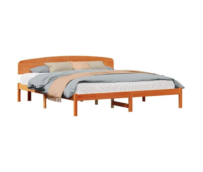 Estructura de cama matrimonial Estilo con cabecera Marrón cera 180 x 200 cm