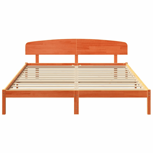 Estrutura de cama de casal simple com cabeceira - Marrom Cera 180 x 200 cm