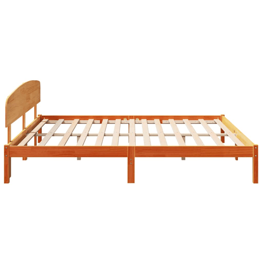Estrutura de cama de casal simple com cabeceira - Marrom Cera 180 x 200 cm