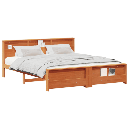 Estrutura De Cama De Casal King Size - Marrom Cera 180 x 200 cm Madeira processada