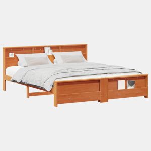 Estrutura De Cama De Casal King Size - Marrom Cera 180 x 200 cm Madeira processada