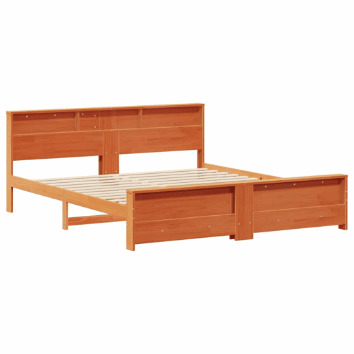 Estrutura De Cama De Casal King Size - Marrom Cera 180 x 200 cm Madeira processada