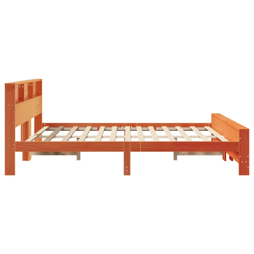 Estrutura De Cama De Casal King Size - Marrom Cera 180 x 200 cm Madeira processada