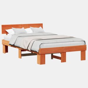 Estrutura de cama de casal simple com cabeceira - Marrom Cera 135 x 190 cm
