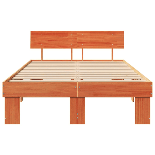 Estrutura de cama de casal simple com cabeceira - Marrom Cera 135 x 190 cm