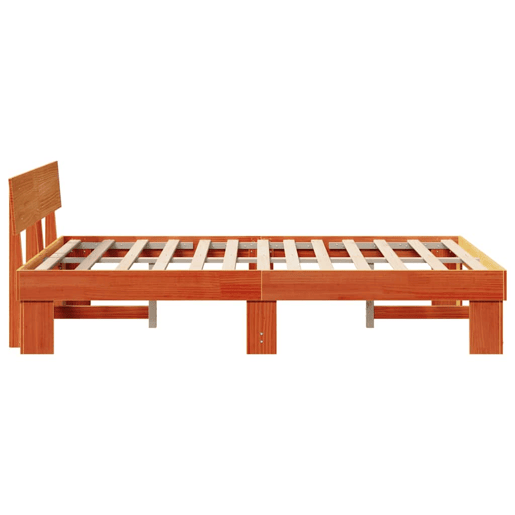 Estrutura de cama de casal simple com cabeceira - Marrom Cera 135 x 190 cm
