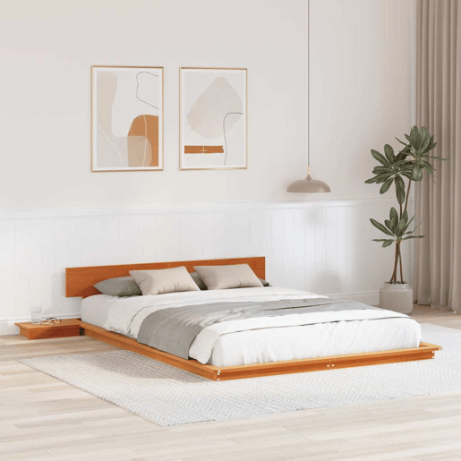 Estrutura da Cama de casal simple com cabeceira Castanho 140 x 200 cm madeira