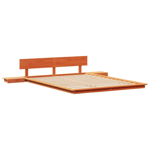 Estrutura da Cama de casal simple com cabeceira Castanho 140 x 200 cm madeira