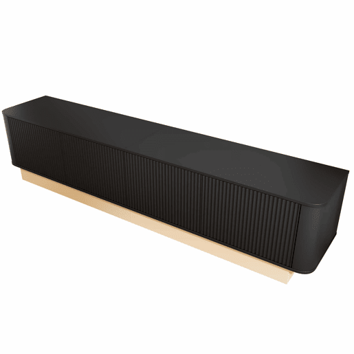 Móvel para TV de 200 cm - design canelado, 4 portas, grande capacidade de arrumação, prateleiras com altura ajustável, cantos arredondados, estilo minimalista moderno, MDF - preto Móvel para TV de 200 cm - design canelado, 4 portas, grande capacidade de arrumação, prateleiras com altura ajustável, cantos arredondados, estilo minimalista moderno, MDF - preto