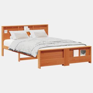 Estrutura da Cama de casal simple Marrom Cera 160 x 200 cm Madeira processada