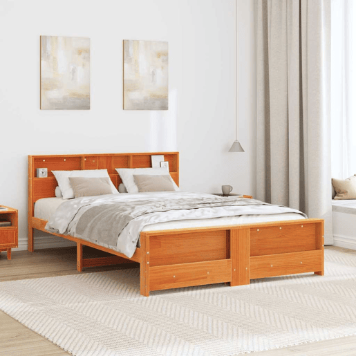 Estrutura da Cama de casal simple Marrom Cera 160 x 200 cm Madeira processada Estrutura da Cama de casal simple Marrom Cera 160 x 200 cm Madeira processada