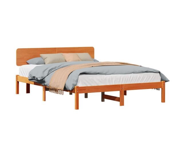 Estructura de cama matrimonial Estilo con cabecera Marrón cera 160 x 200 cm