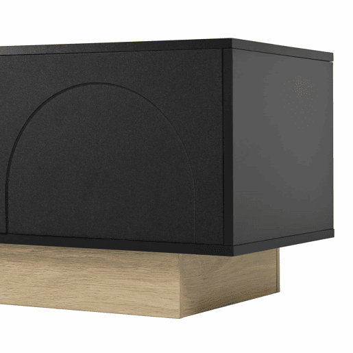 Móvel para TV de 175 cm - design moderno e minimalista com linhas curvas e veios de madeira, amplo espaço de arrumação e organização de cabos - preto