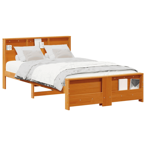Estrutura da Cama de casal simple Marrom Cera 140 x 190 cm Madeira processada