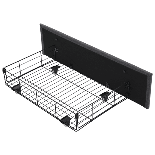 Cama estofada 90x200 cm - função USB Tipo C, iluminação LED e 2 gavetas - Cinza