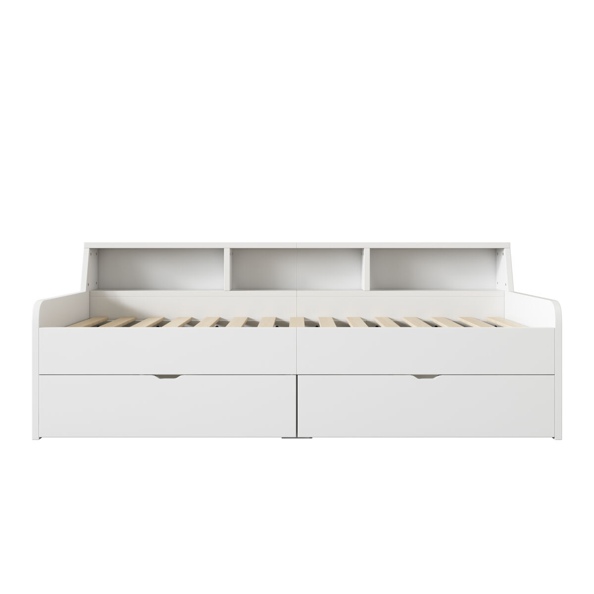 Sofá cama - sofá cama de 90x200 cm con 2 cajones - blanco