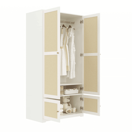 Roupeiro de 2 portas 90x48x180 cm - barra e prateleiras, MDF e frentes lacadas - Branco Roupeiro de 2 portas 90x48x180 cm - barra e prateleiras, MDF e frentes lacadas - Branco