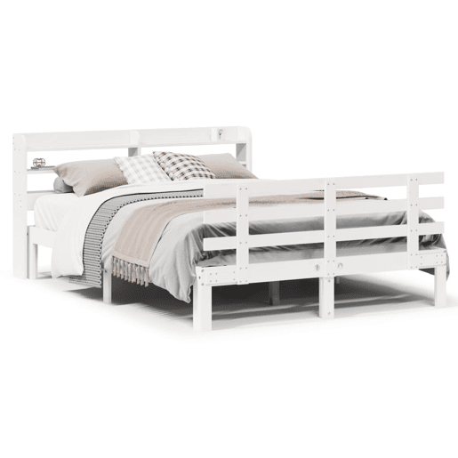 Estrutura De Cama Dupla para adultos c cabeceira - 140x200 cm branco Estrutura De Cama Dupla para adultos c cabeceira - 140x200 cm branco