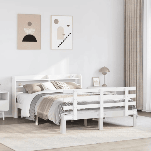 Estrutura De Cama Dupla para adultos c cabeceira - 140x200 cm branco Estrutura De Cama Dupla para adultos c cabeceira - 140x200 cm branco