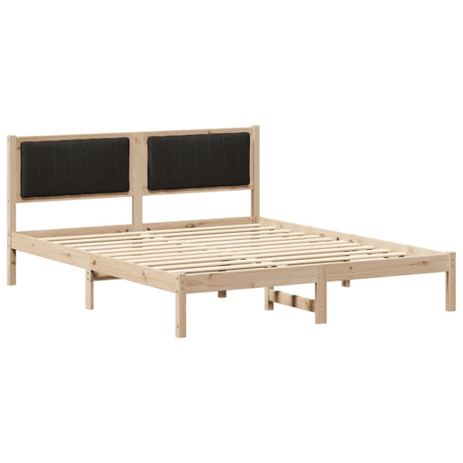 Estrutura de Cama de casal moderno com Cabeceira Estofada Preto 160 x 200 cm